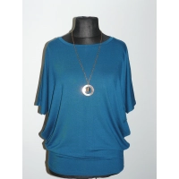 Bluzka Sonia w luźnym stylu oversize krótki rękaw - indygo